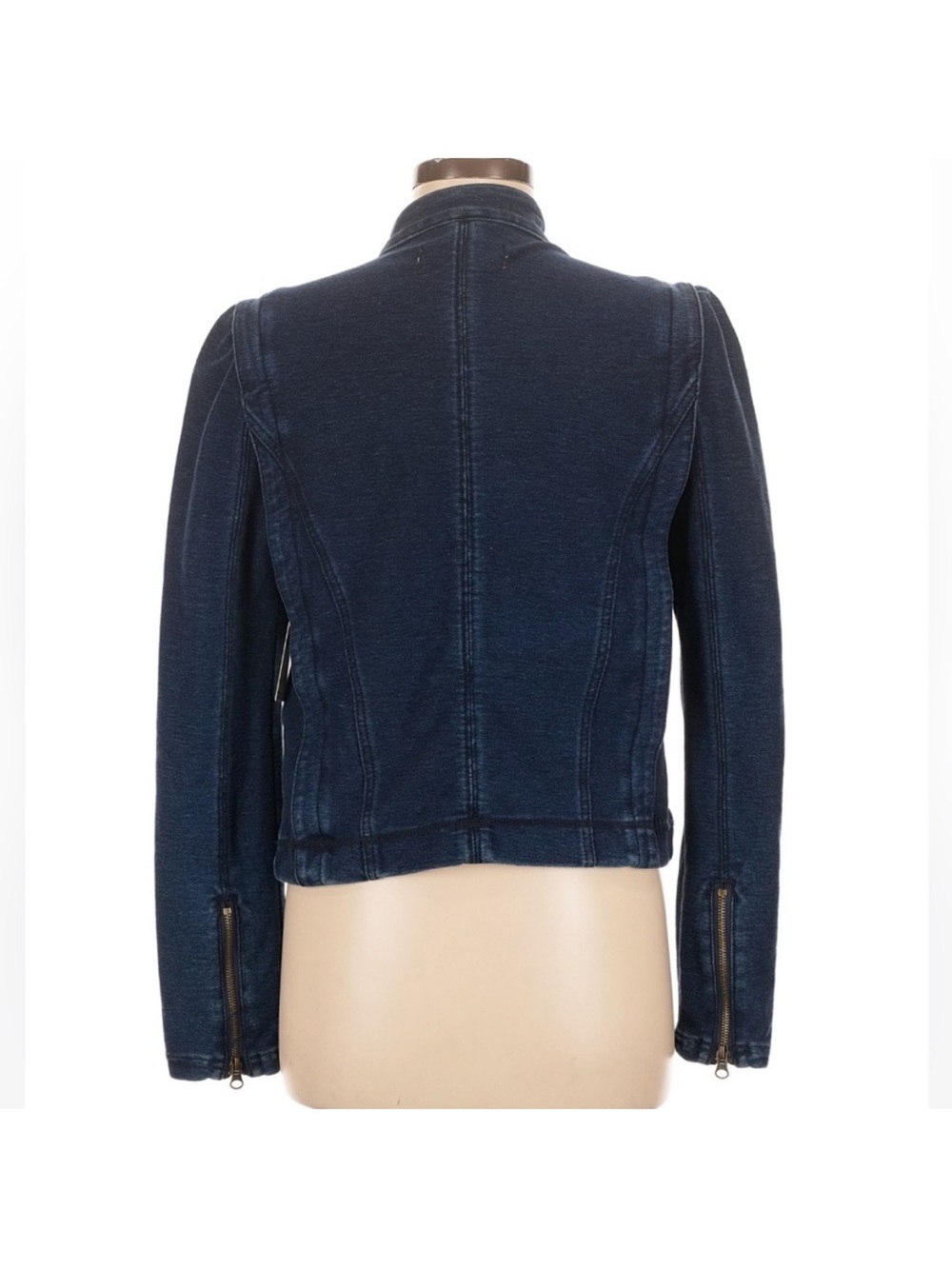 Pilcro by Anthropologie Anita Indigo Denim Crop Zip Up Jacket - Picture 3 of 6